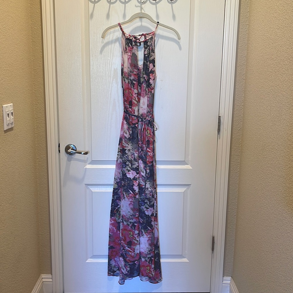 NWOT Maggy London Floral Print Chiffon Maxi Dress 6.
